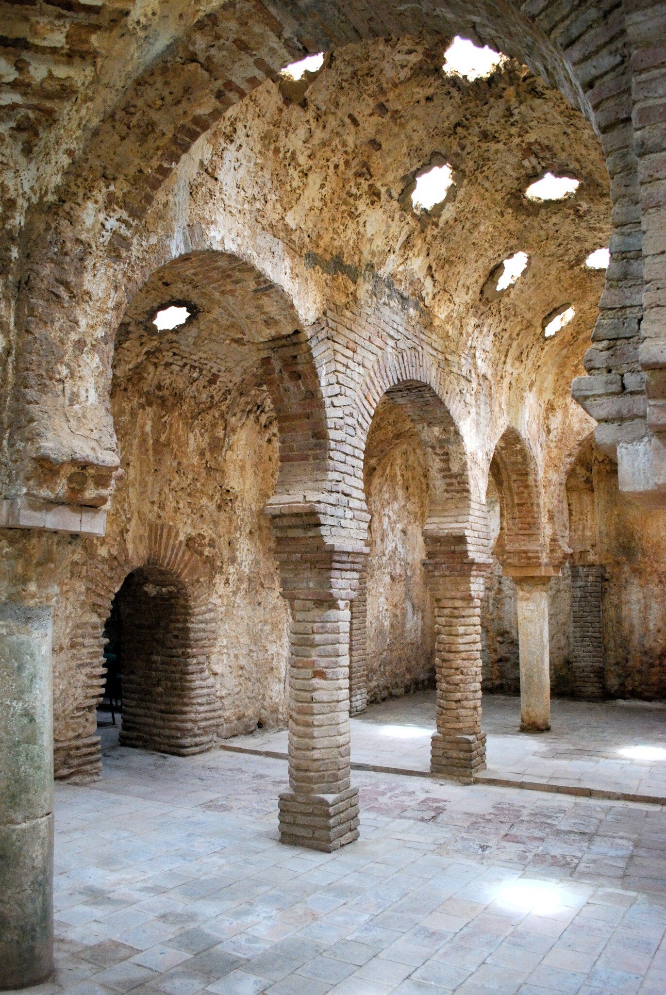 View inside the Baños Árabes in Ronda, Spain.
