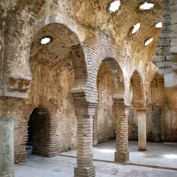 View inside the Baños Árabes in Ronda, Spain.