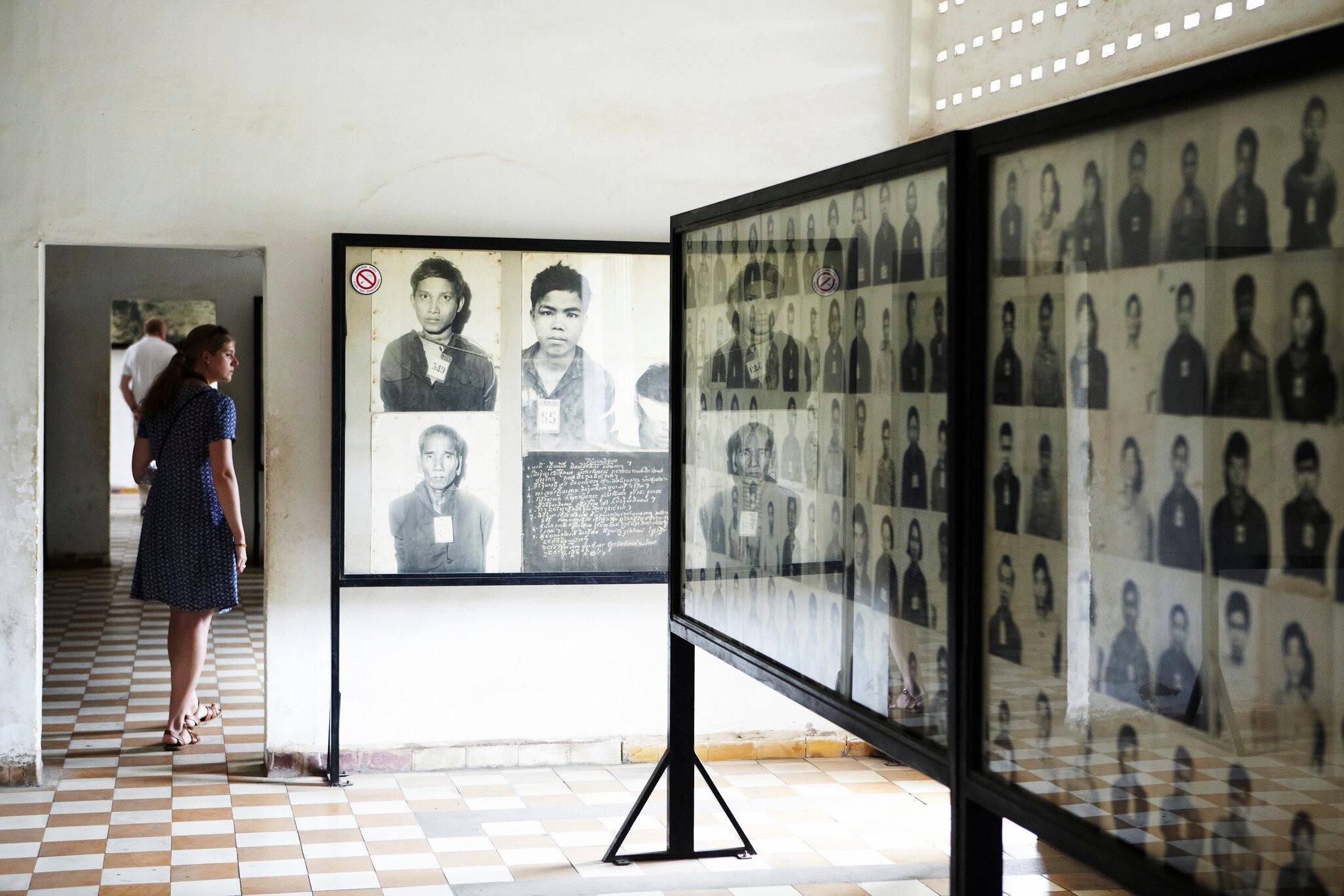 Photographs of inmates at Security Prison 21, Tuol Sleng Genocide Museum.