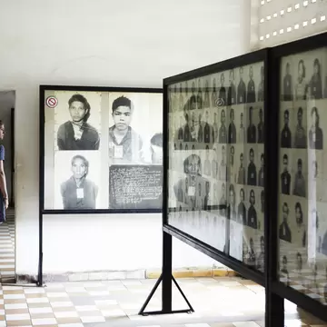 Photographs of inmates at Security Prison 21, Tuol Sleng Genocide Museum.