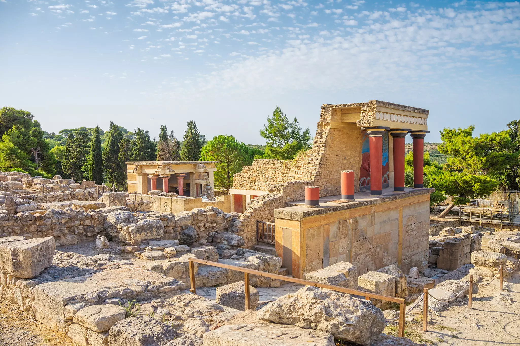 Ruins on a sunny day with red columns