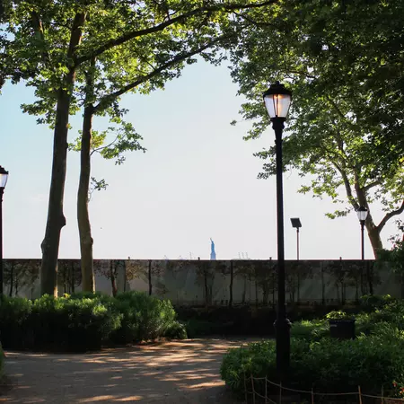 View of the Statue of Liberty from The Battery in NYC