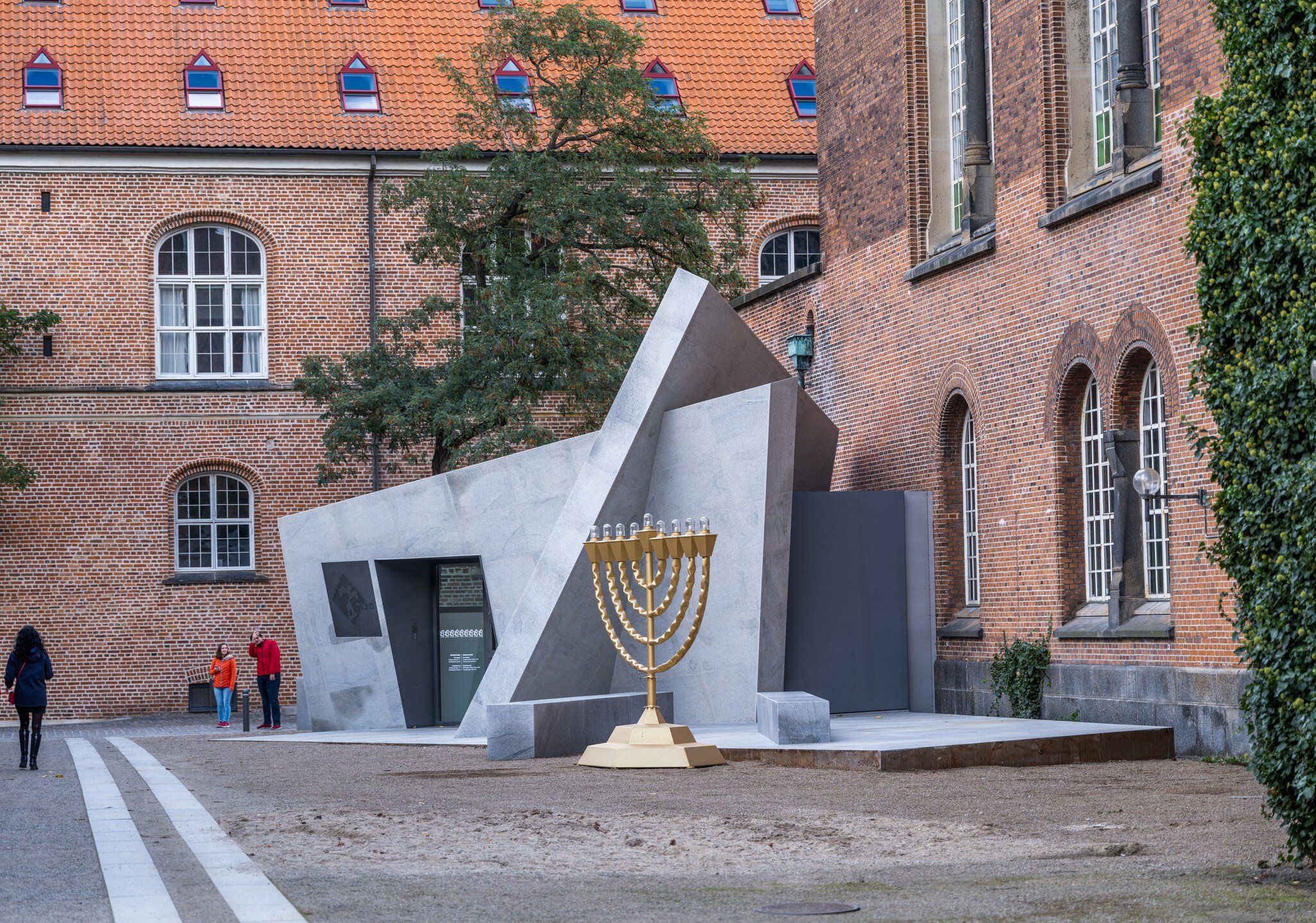 Copenhagen, Denmark. Danish Jewish Museum in the Royal Library Garden. The museum, designed by the world famous Polish-American architect ,Daniel Libeskind, opened in 2004.