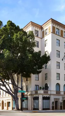 The hotel's simple-and-elegant facade.