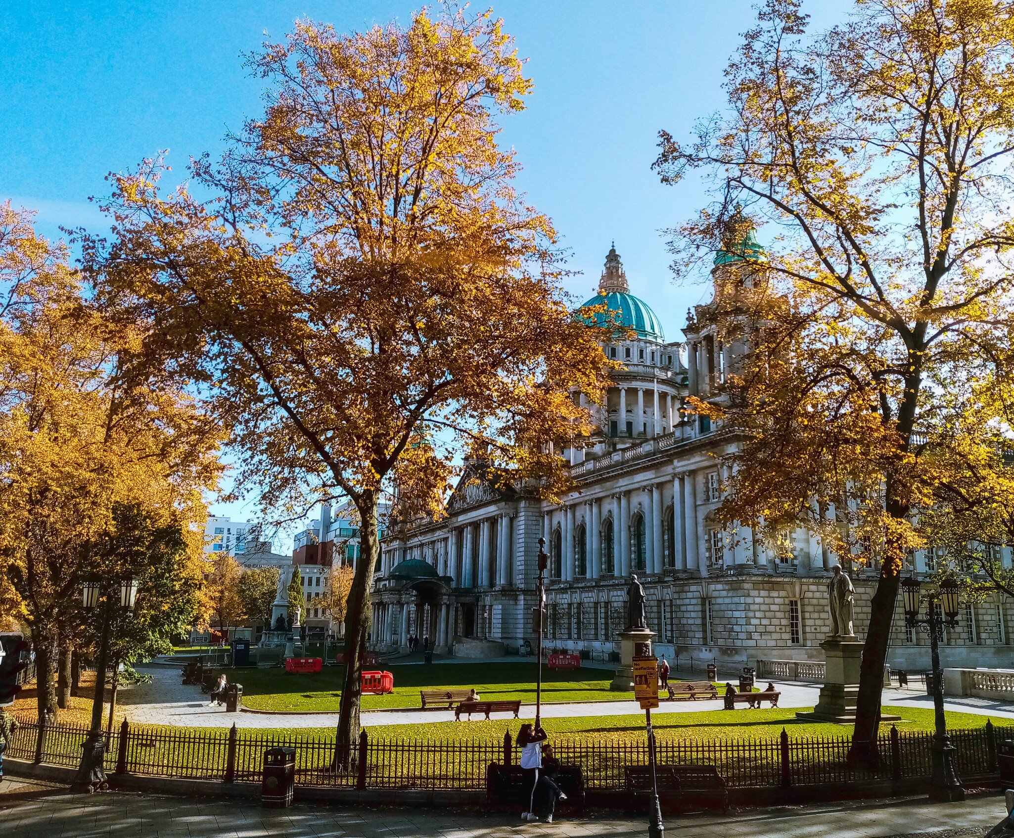 Belfast City Hall on a sunny autumn day. Belfast, Ireland.