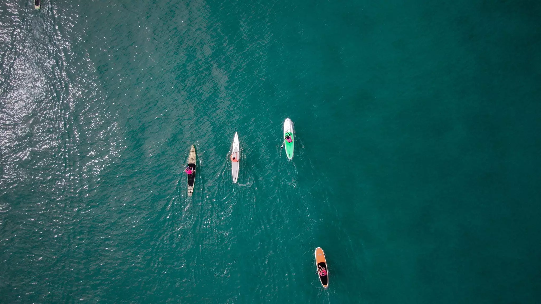 Surfers out on the water.