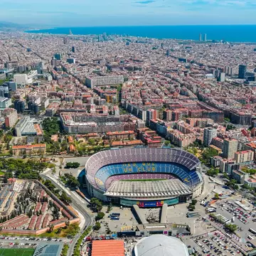 Aerial view of Spotify Camp Nou in Barcelona, Spain.