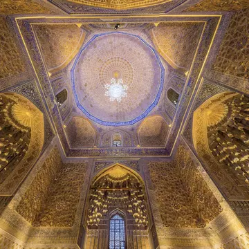 The spectacular interior of the Gur-e Amir Mausoleum in Samarkand. Matyas Rehak/Shutterstock