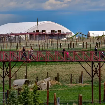 Keenesburg, Colorado / USA - 28  April 2019: The Wild Animal Sanctuary uses elevated walkways for the comfort of the animals and the safety of the visitors.
