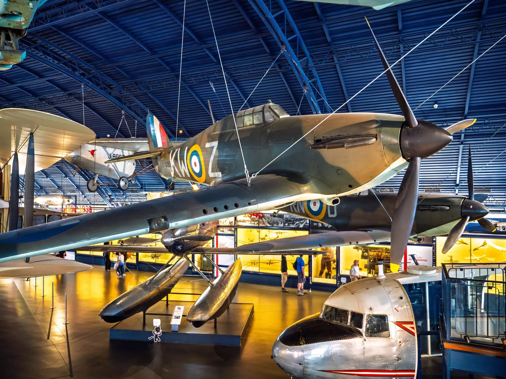 RAF Hawker Hurricane MK1 fighter aircraft inside the Science Museum, London, England.