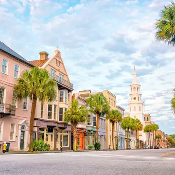 Colorful buildings lining a street in the downtown area of Charleston. f11photo/Shutterstock