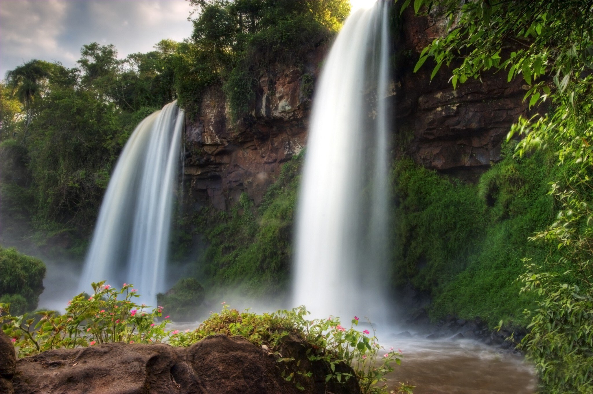 Double Falls at Iguazu Falls bordering Brazil and Argentina