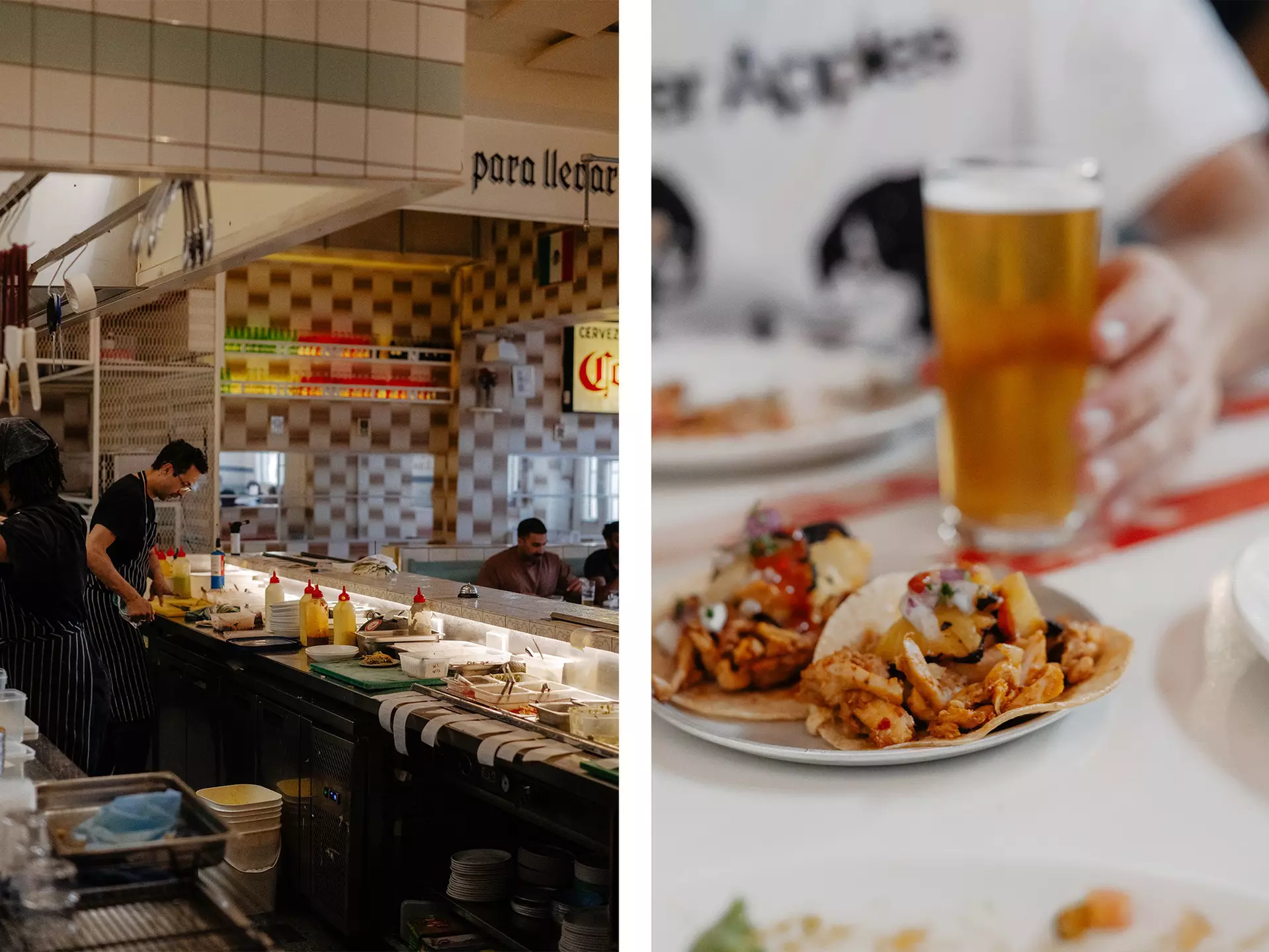 COLLINGWOOD, MELBOURNE, AUSTRALIA. DECEMBER 2024. 

Hotel Jesus, Mexican cantina and bar, Collingwood, Melbourne, Australia

Prawn ceviche, with aji amarillo, leche de tigre, blood orange, mezcal gel, piquin chilli oil, coriander and white onion. Hotel Jesus, Mexican cantina and bar, Smith Street, Collingwood, Melbourne

Mahi Mahi Aguachile with cucumber, lime, jalapeno, avocado, green oil, coriander and white onion

Beef Taco: braised beef, black bean, chilli morita, chimichurri and crispy shallots

Chicken al Pastor taco, 12 hr marinated chicken, roasted pineapple, ancho chilli, onion and coriander.

A distinctly Mexico City street food, Volcancito Chorizo, made from house made chorizo, fried cheese, nopales and pico de gallo.

Drinks: Paloma and classic Margarita, tap beer.
BIT 2026