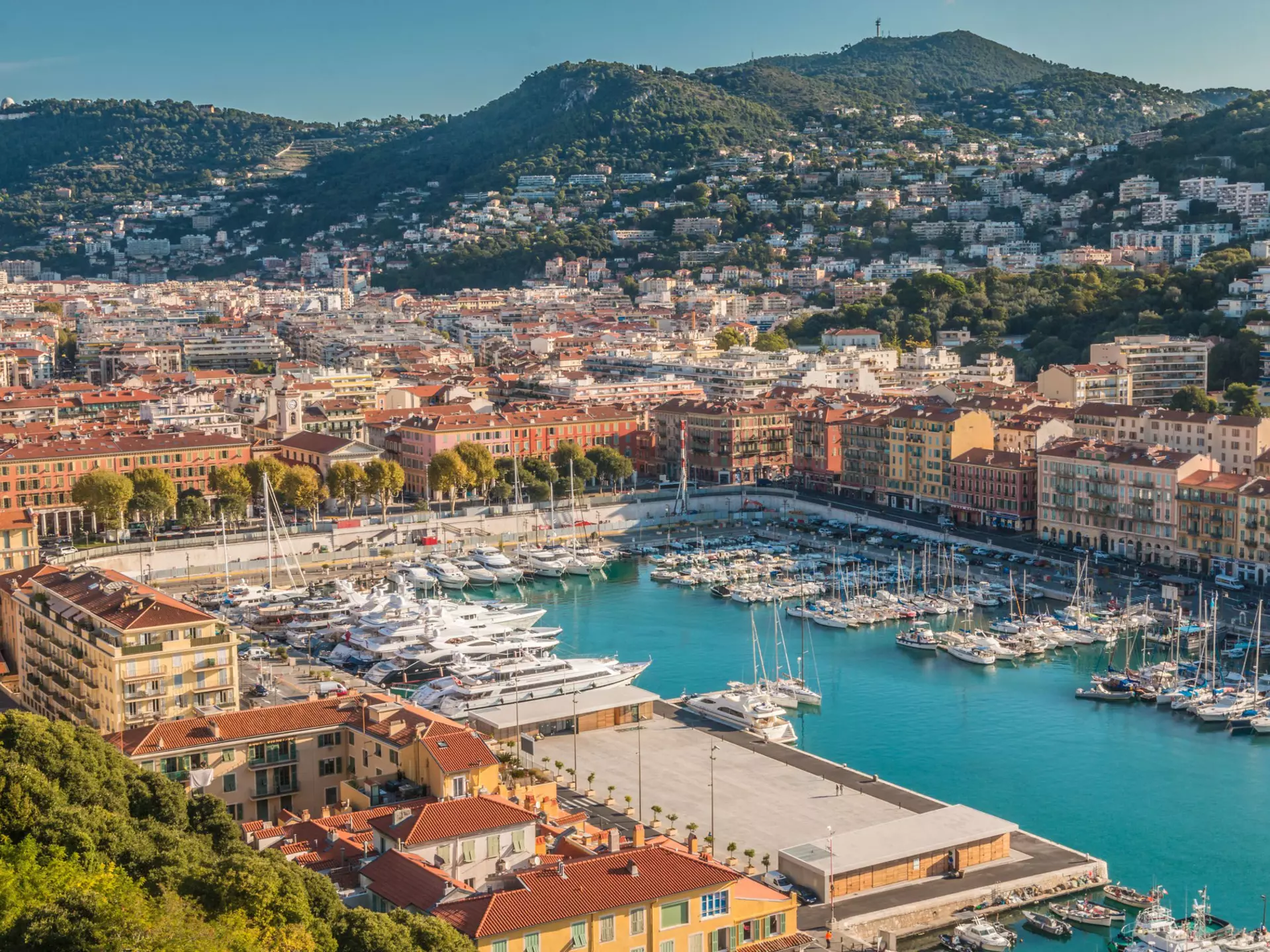 See the yachts of the rich and famous moored at Port de Nice from atop Colline du Château. Pocholo Calapre/500px