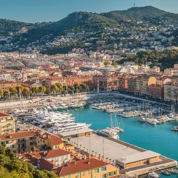 See the yachts of the rich and famous moored at Port de Nice from atop Colline du Château. Pocholo Calapre/500px