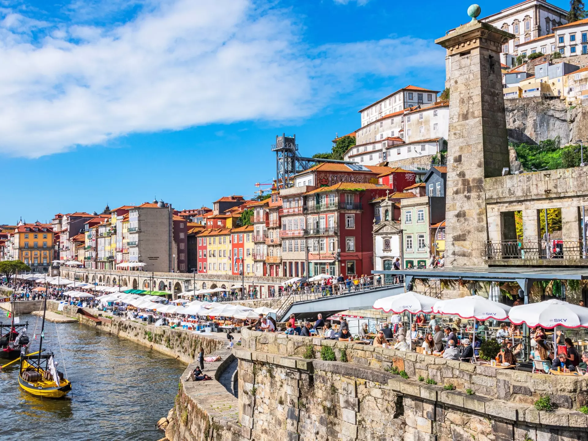 Porto Portugal October 17 2024  The Porto riverfront is a vibrant blend of colorful historic buildings, lively cafes, and stunning views of the Douro River., License Type: media, Download Time: 2025-04-15T17:11:00.000Z, User: LP_ASouza, Editorial: true...