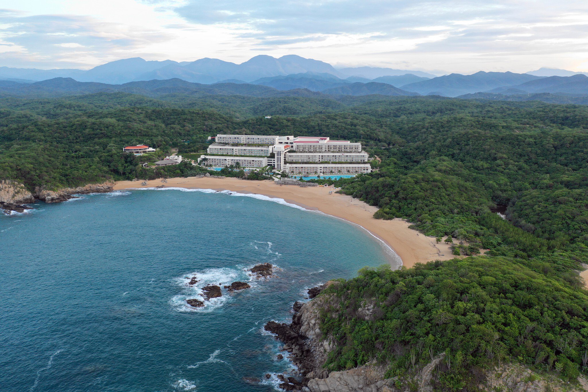 Aerial View of Conejo Bay at Santa Maria Huatulco Oaxaca on September 2018; Shutterstock ID 1877712355;