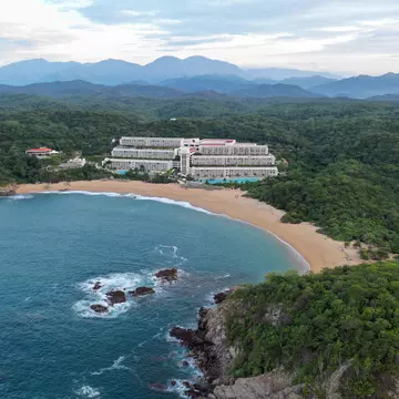 Aerial View of Conejo Bay at Santa Maria Huatulco Oaxaca on September 2018; Shutterstock ID 1877712355;