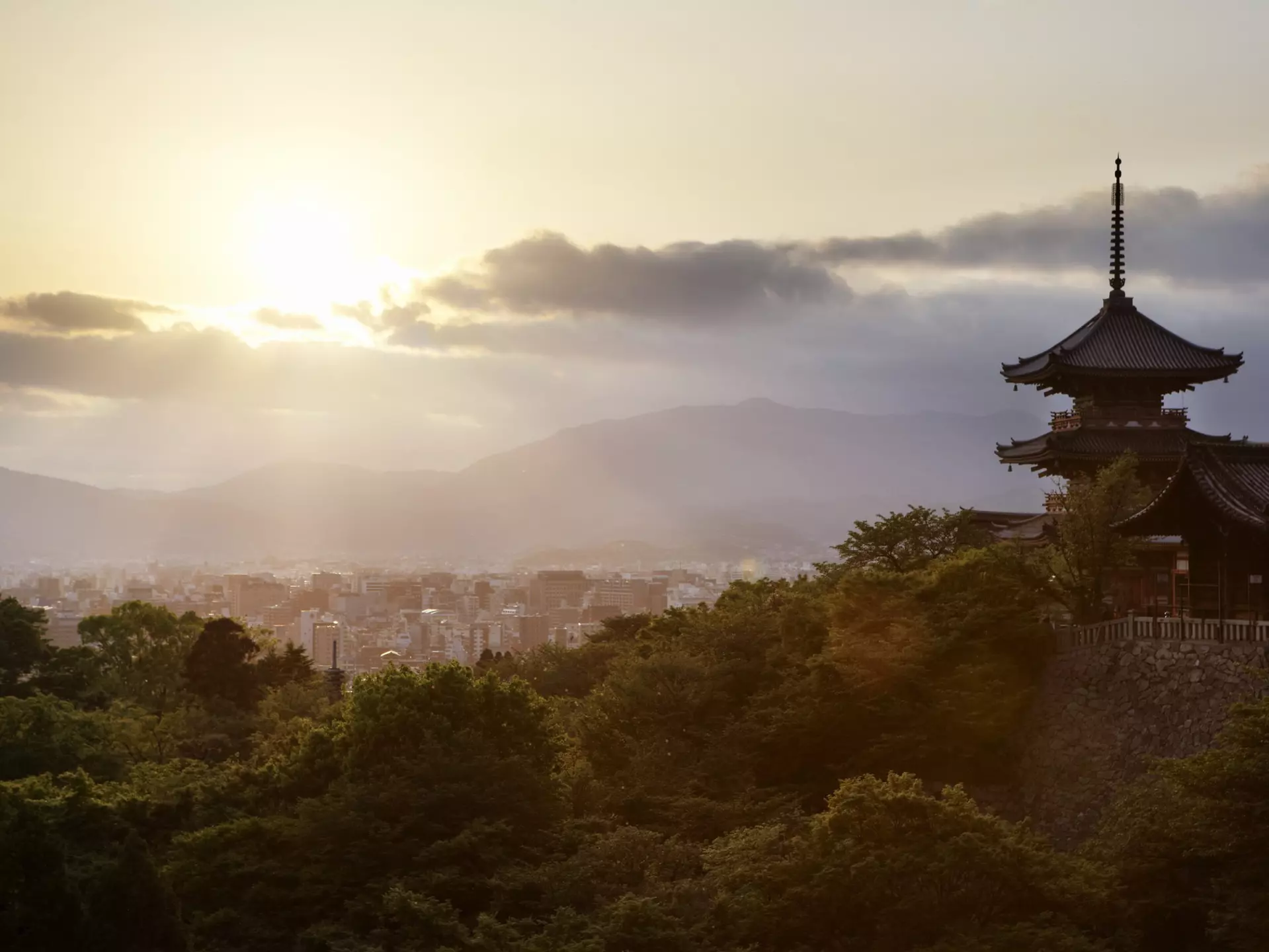 The Edo-style Kiyomizu-dera temple in the Higashiyama neighborhood overlooks modern Kyoto. Jonathan Gregson/Lonely Planet