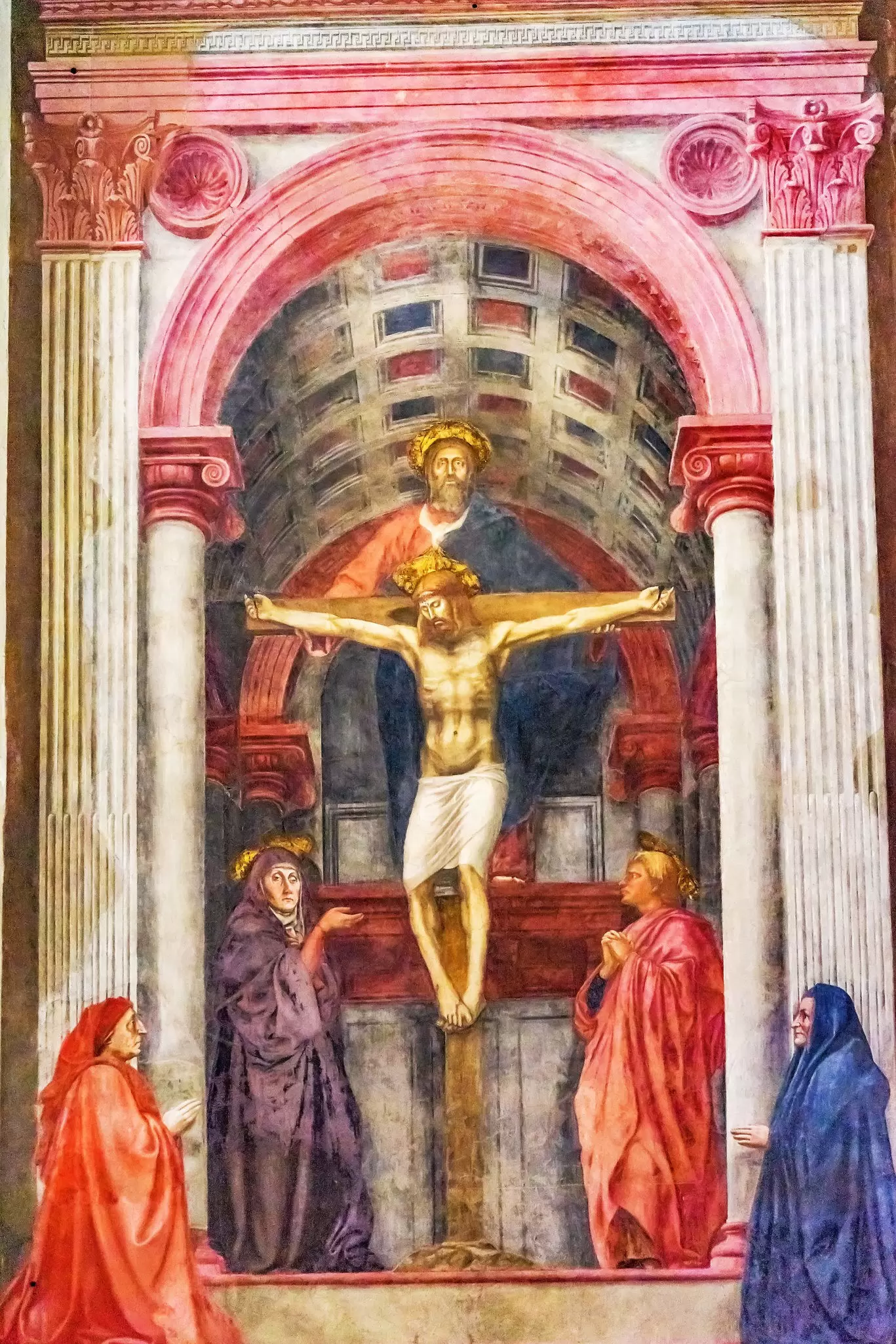 Masaccio's Trinità (Holy Trinity) inside the Basilica di Santa Maria Novella in Florence, Italy.