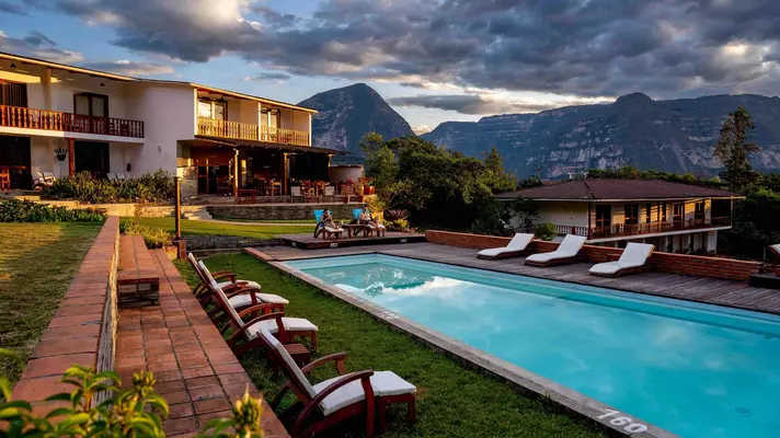 The property and backdrop at Gotca Andes Lodge. Gotca Andes Lodge