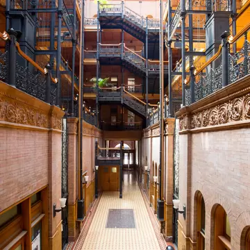 Los Angeles, USA - 14 July, 2014: The iconic art deco interior of the Bradbury Building in Downtown Los Angeles  License Type: media  Download Time: 2023-05-20T07:55:07.000Z  User: claramonitto  Is Editorial: Yes  purchase_order:   