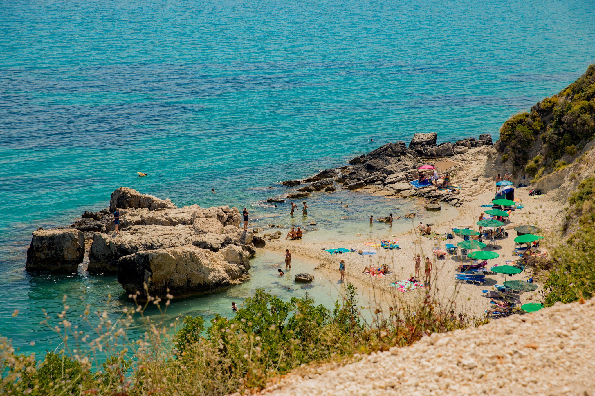 ZAKYNTHOS, GREECE - 18 june 2019 - Small beach Xigia on Greek island Zakynthos