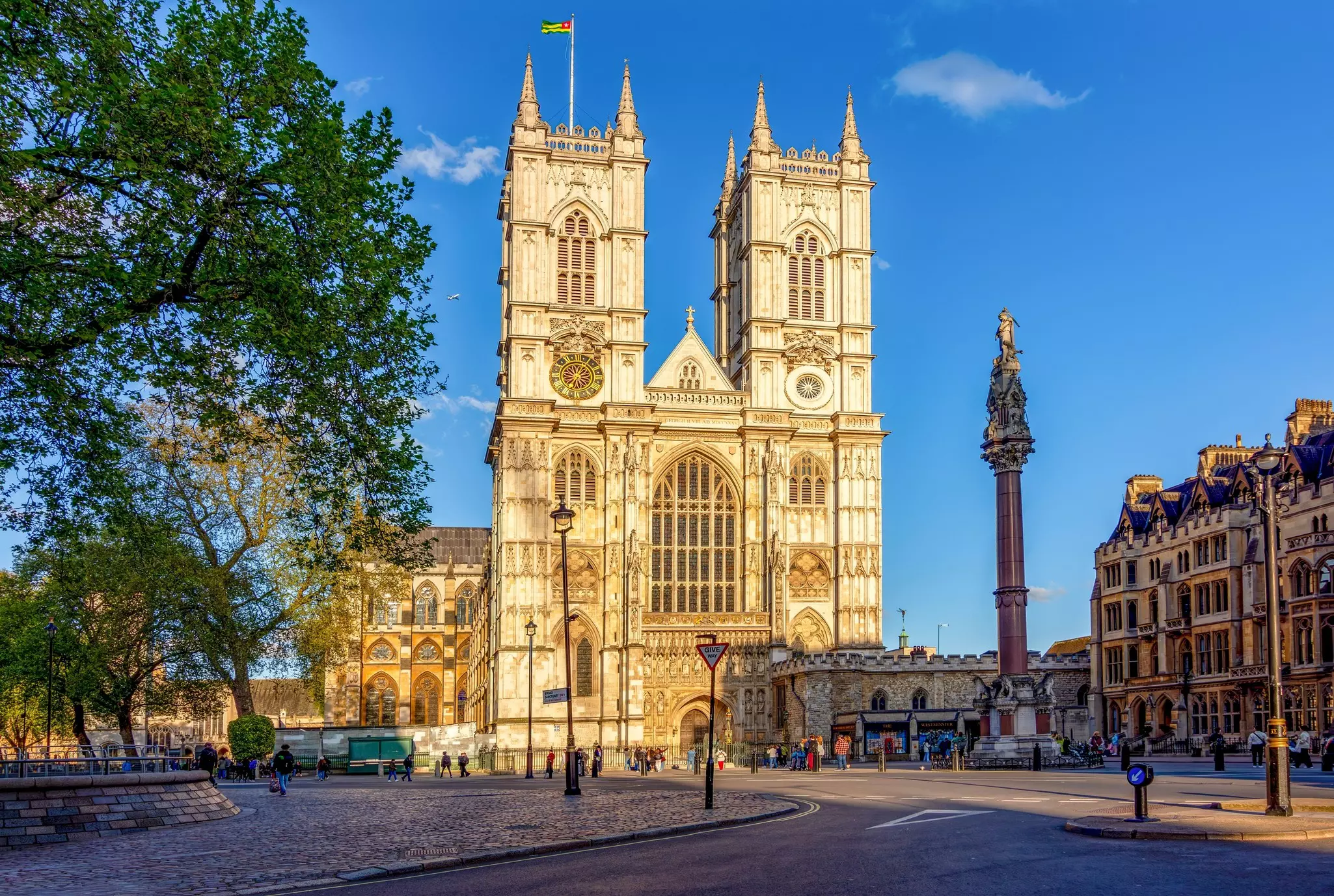 Westminster Abbey at sunset, London, UK.