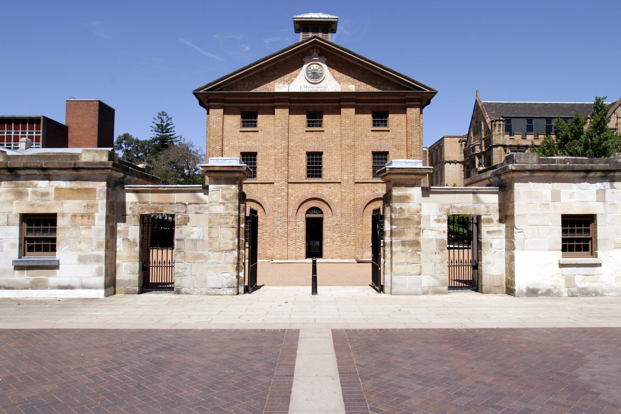 Facade of the Hyde Park Barracks, a ppular colonial landmark in the historic precinct of Sydney, Australia.