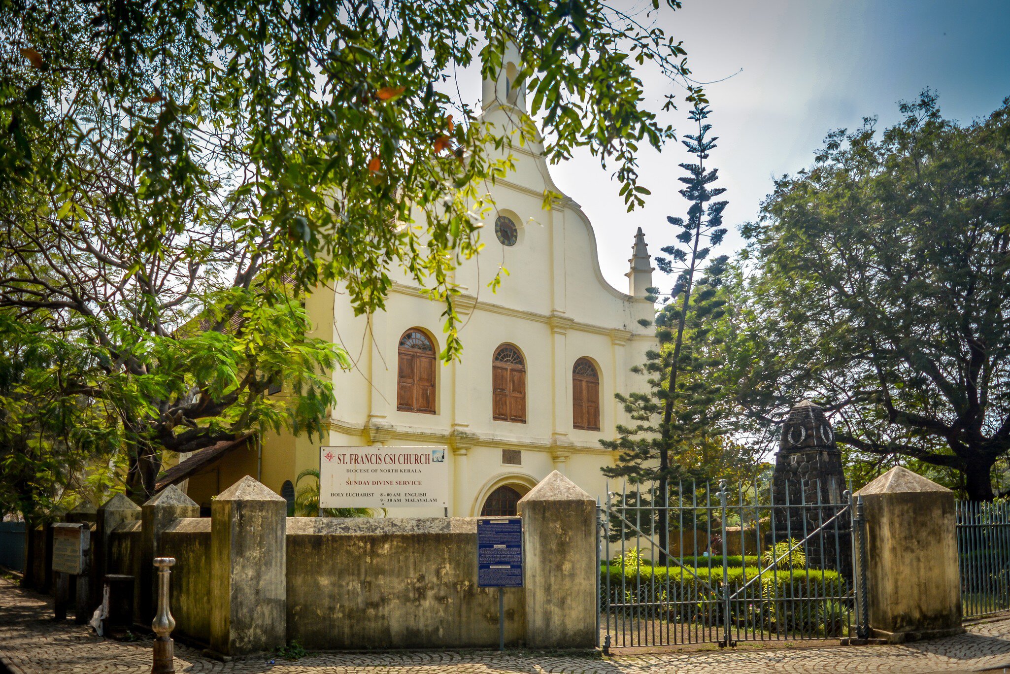 Facade of St. Francis Church of Cochin, one of the oldest churches of India. Kochi, Kerala, India.