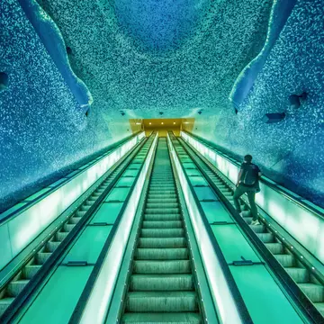 Naples, Italy - considered among the most beautiful undergrounds in Europe, the Naples Metro displays a modern architecture. Here in particular the Toledo Station