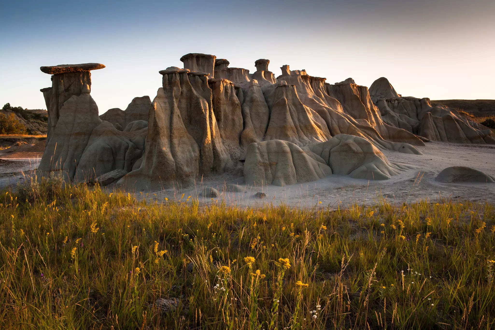 Hoodoos at Theodore Roosevelt National Park at sunrise