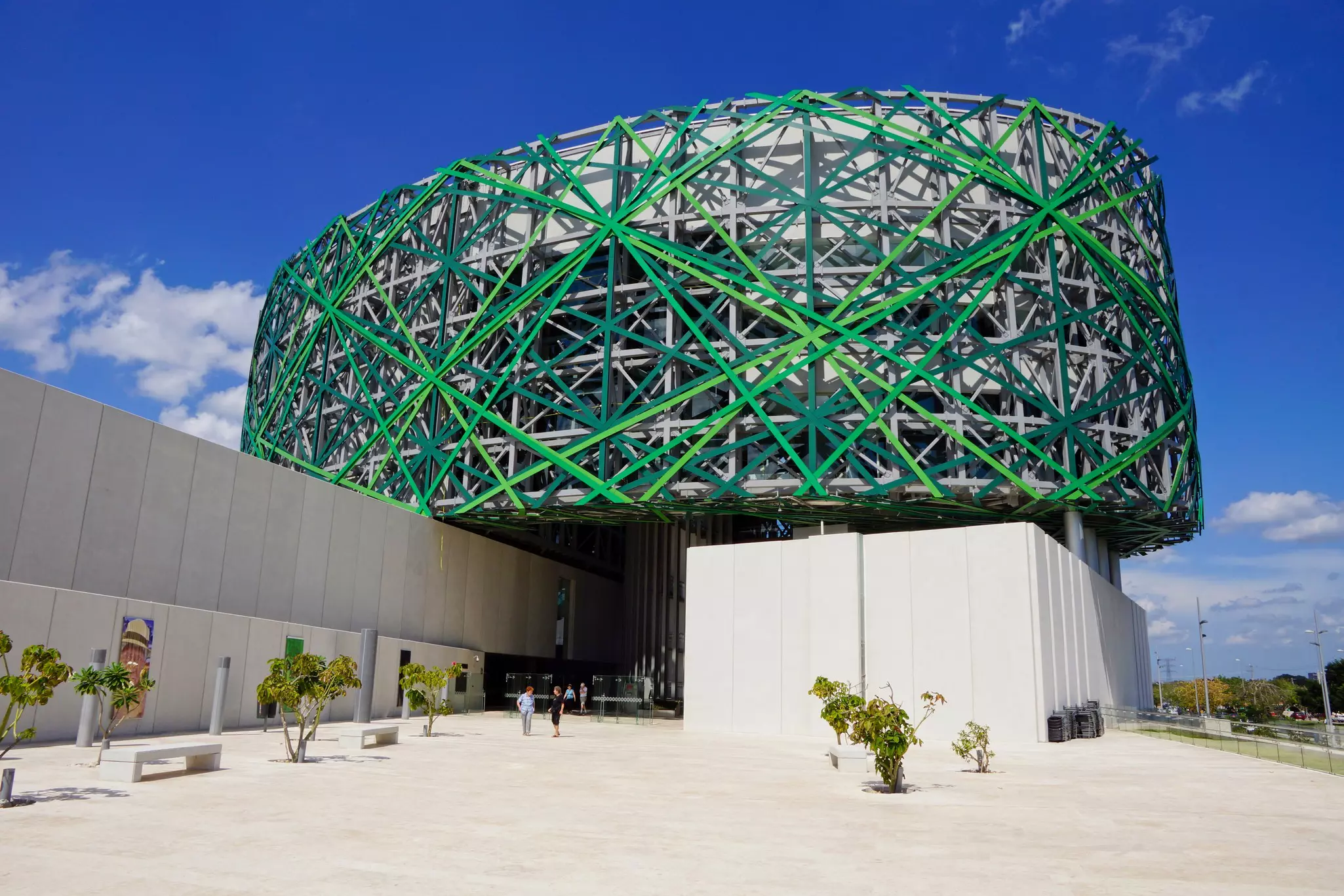 Tourists coming out of the Gran Museo del Mundo Maya in Merida, Mexico
