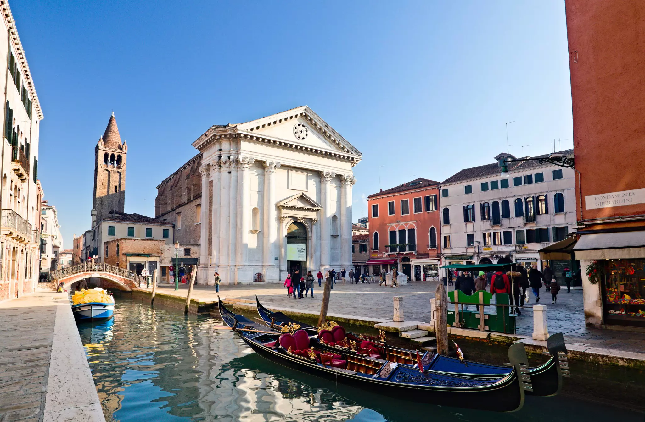 View of Campo San Barnaba and Chiesa di San Barnaba in Venice, Italy.