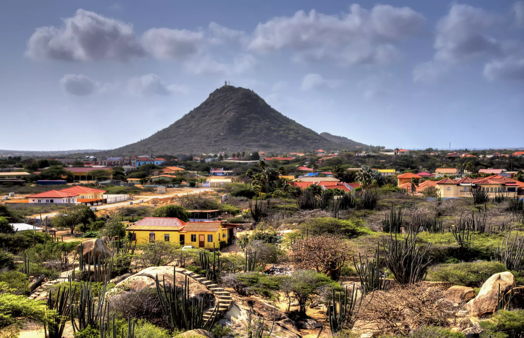 In Aruba and the Hooiberg Mountain, which translates to Haystack, is a volcanic formation which is 540 feet above sea level.