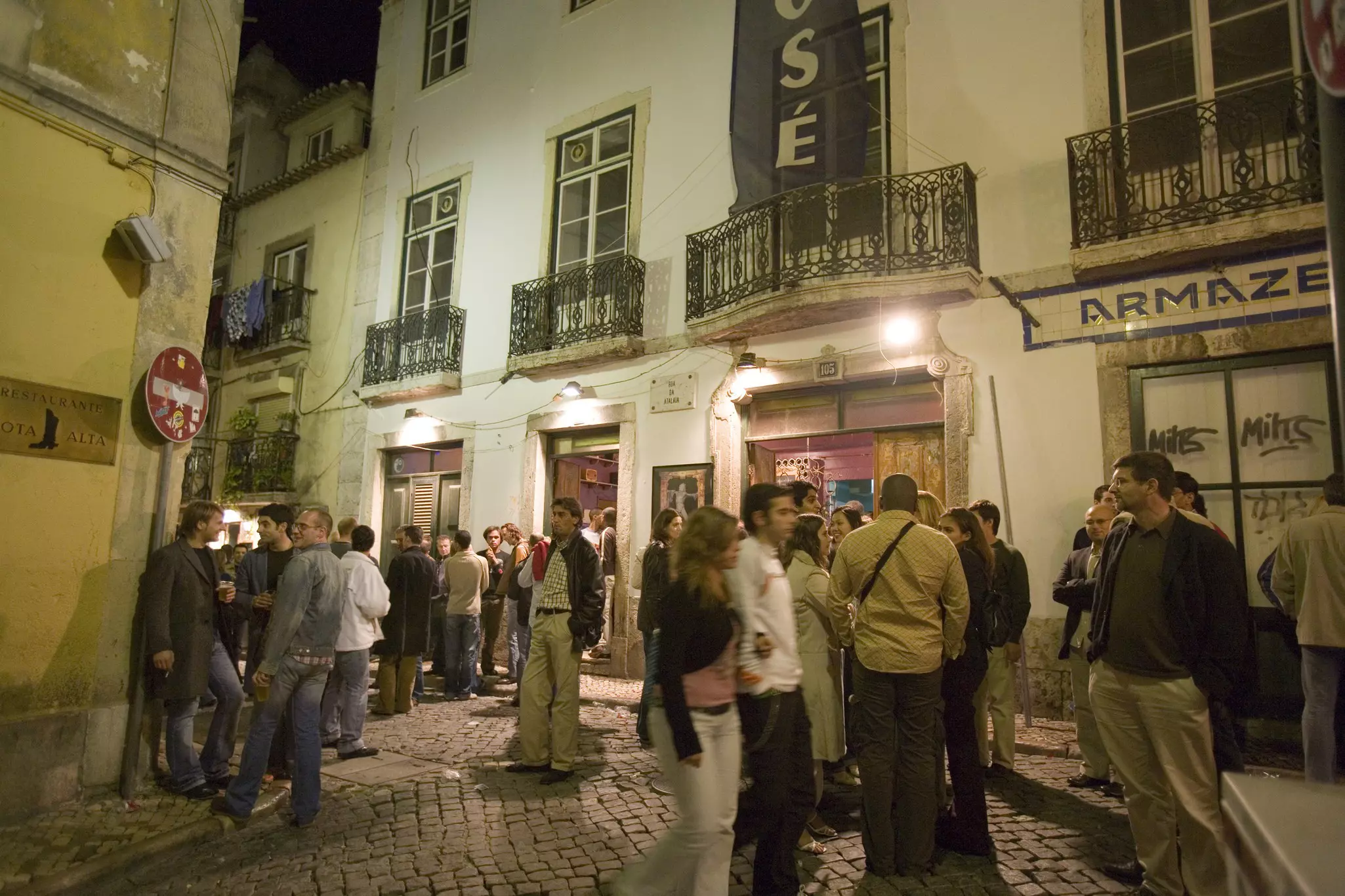 People outside bars in the Barrio Alto neighborhood.