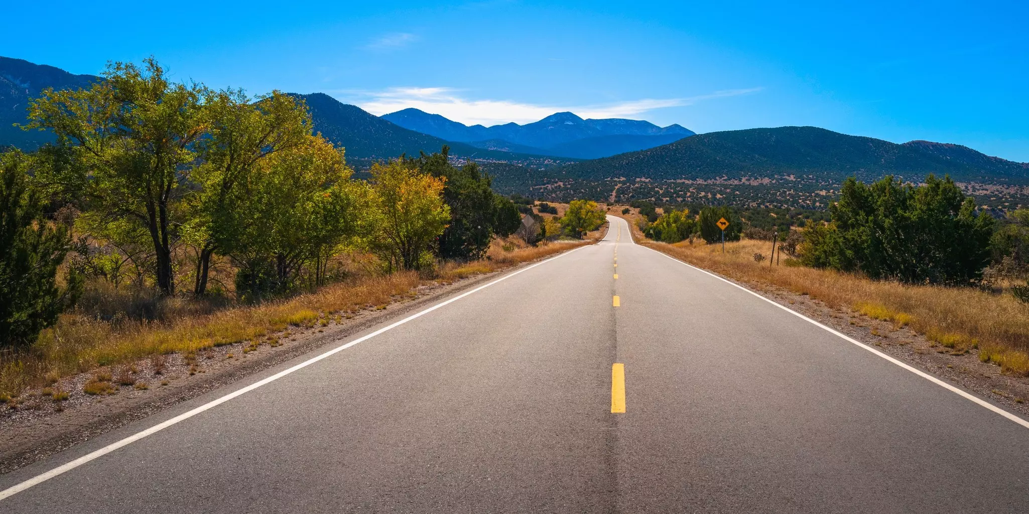 Road to the Sandia Mountains, autumn southwestern landscape, on Route 14 from Santa Fe to Albuquerque in New Mexico