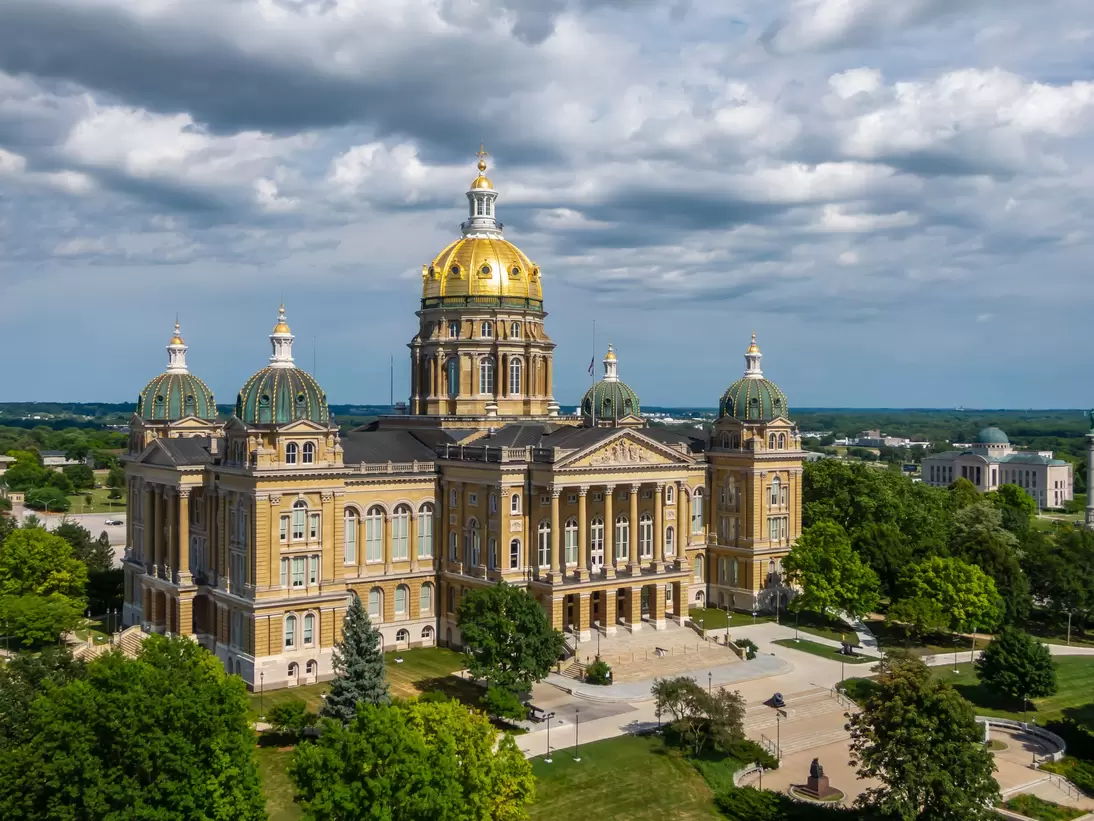 July 19, 2020 - Des Moines, Iowa, USA: The Iowa State Capitol is the state capitol building of the U.S. state of Iowa. default; Shutterstock ID 1804741414;