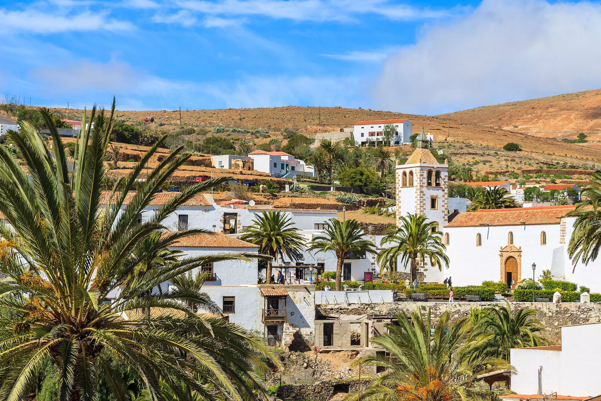 View of Betancuria village and the Cathedral of Santa Maria in Fuerteventura