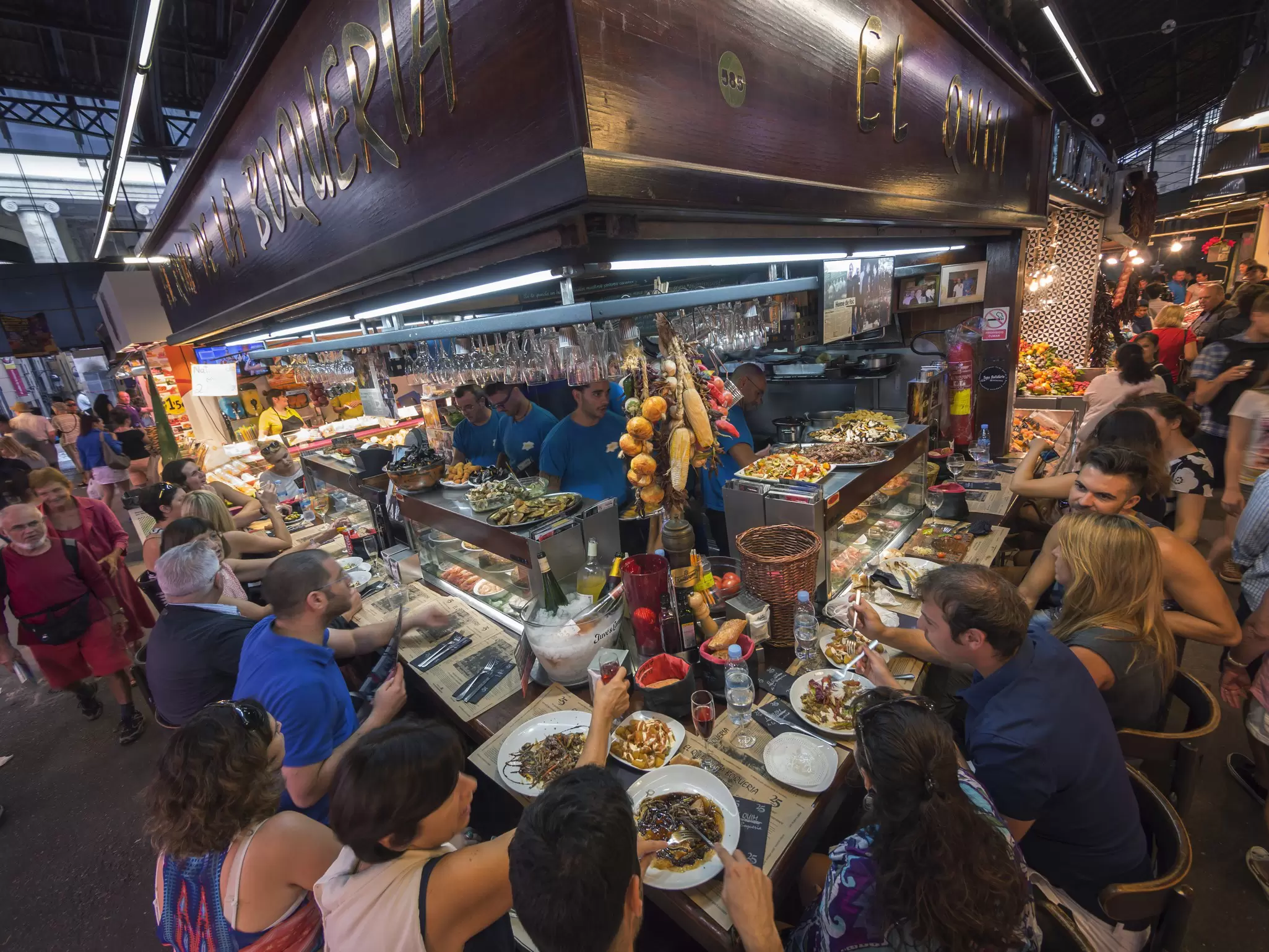 A tapas bar in Mercat de la Boqueria, Barcelona