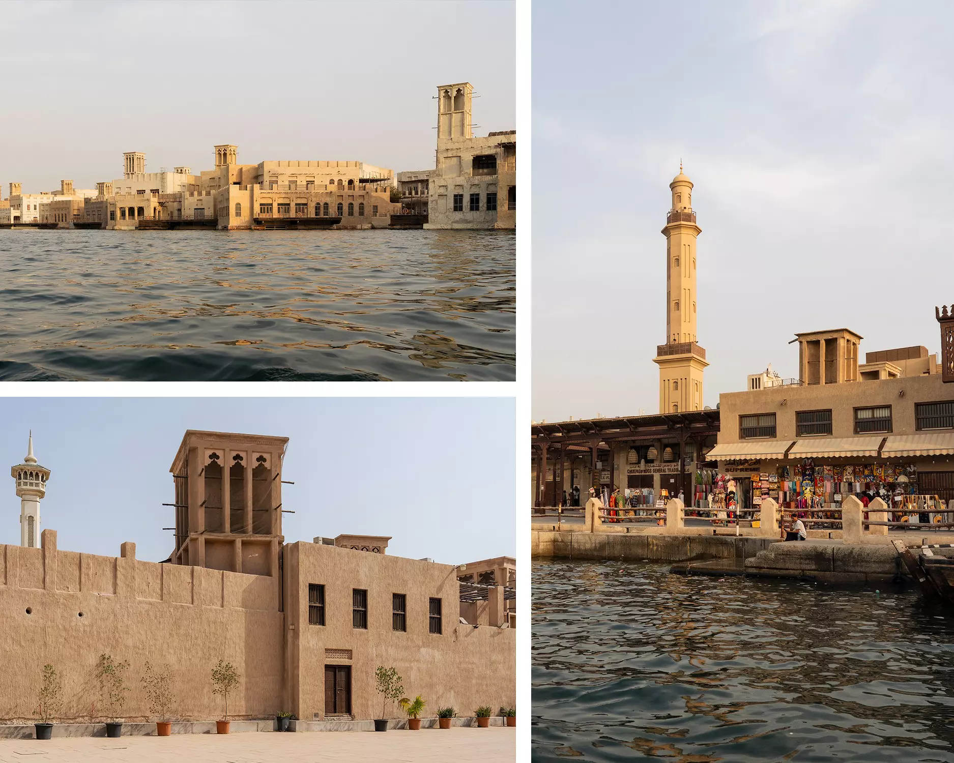 Waterfront buildings Dubai Creek and the Al Fahidi neighborhood.