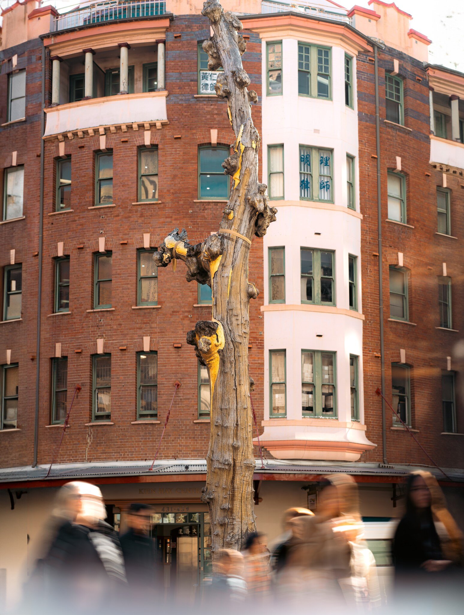 Golden Water Mouth sculpture in Chinatown. Sydney, Australia.
