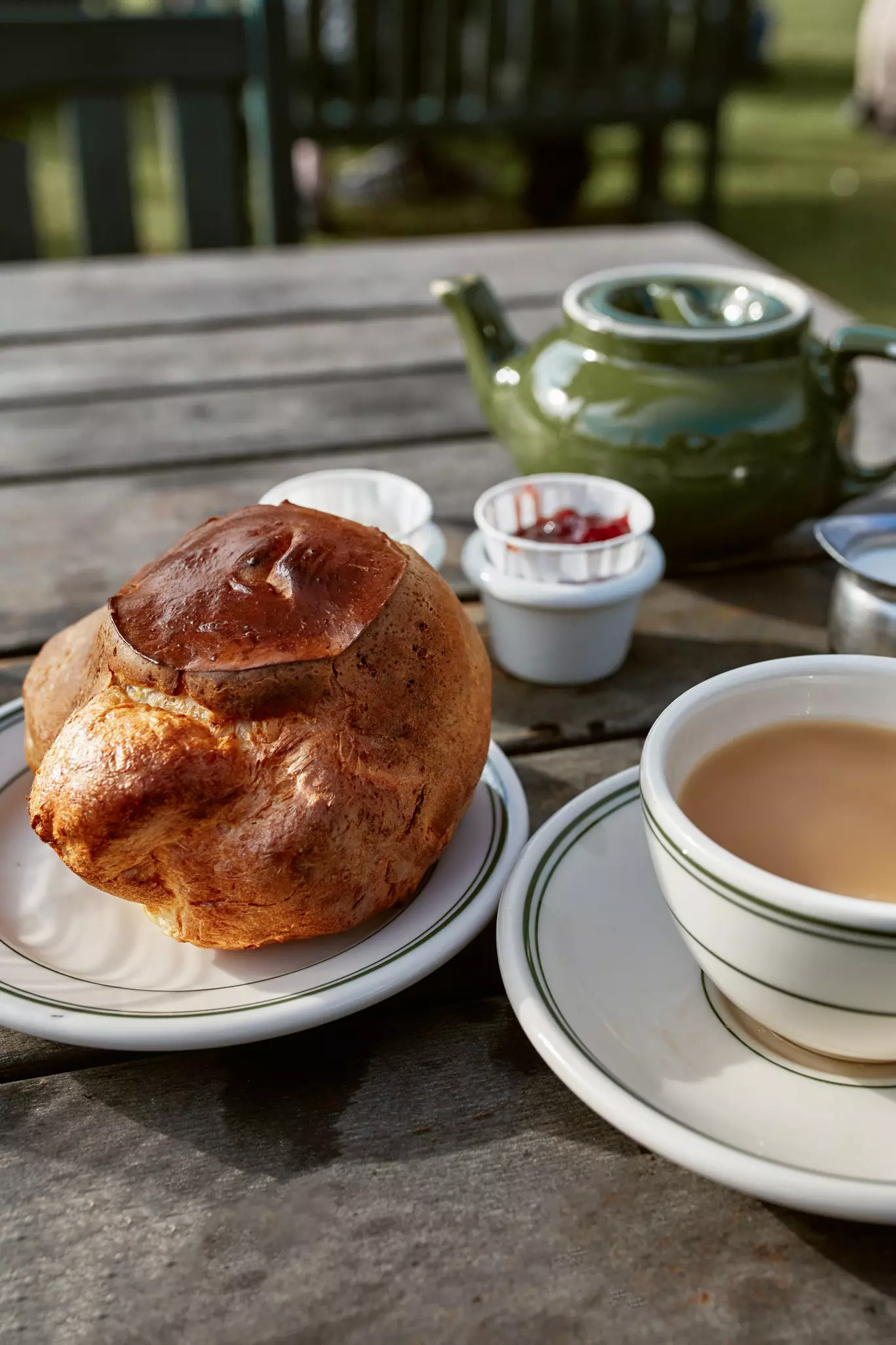 Mount Desert Island, Maine - September 28th, 2019:  Popovers with jam and earl grey tea at Jordan House Pond in Acadia National Park, License Type: media, Download Time: 2026-06-11T21:20:18.000Z, User: Sarahstocking, Editorial: true, purchase_order: 65050 - Digital Destinations and Articles, job: Digital, client: National Parks AllTrails, other: Sarah Stocking