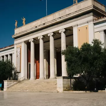 The statue of Hermes inside the National Archaeological Museum in Athens, Greece.