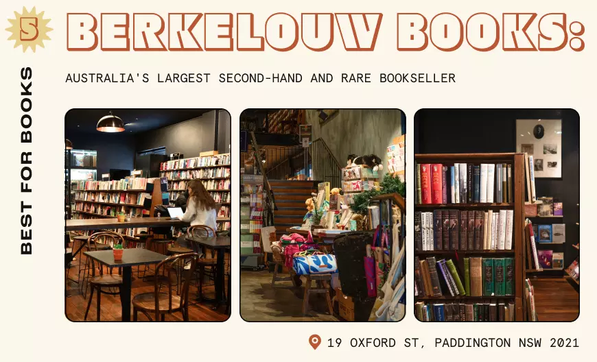 A bookshop with shelves loaded with books and a woman sat at a table reading one