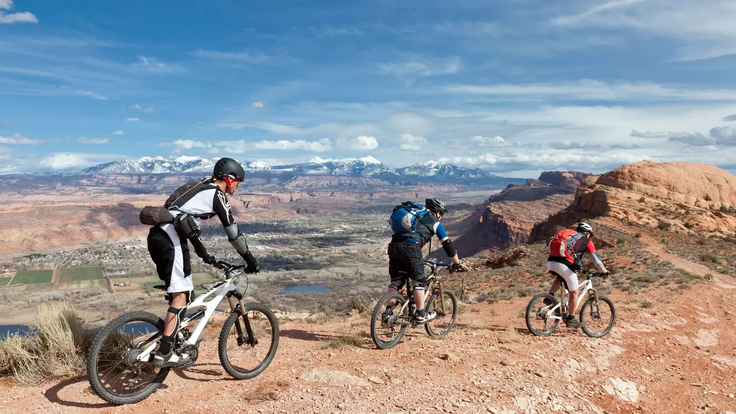 Mountain bikers on a desert trail near Moab