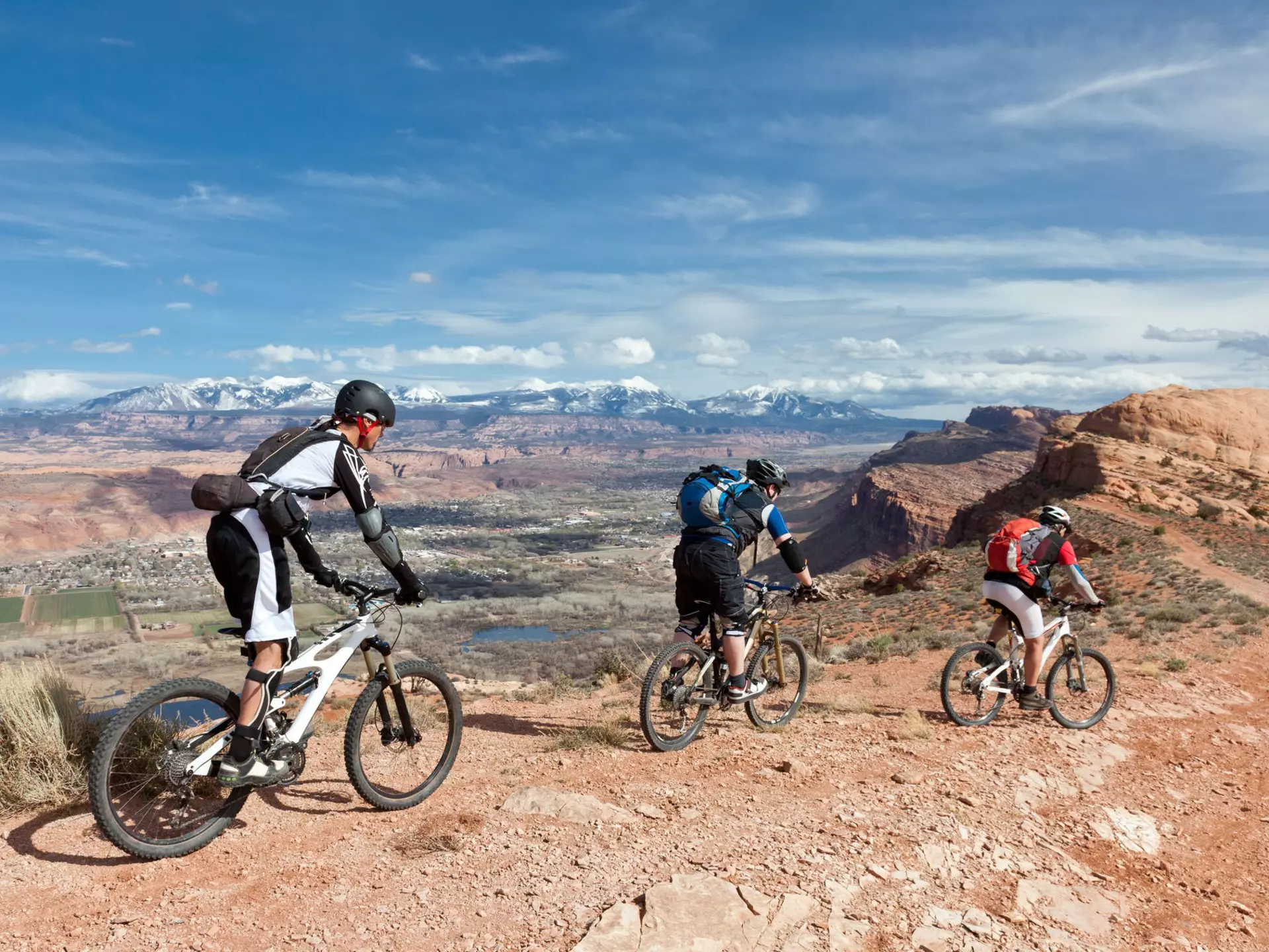 Mountain bikers on a desert trail near Moab