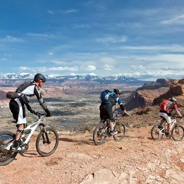 Mountain bikers on a desert trail near Moab