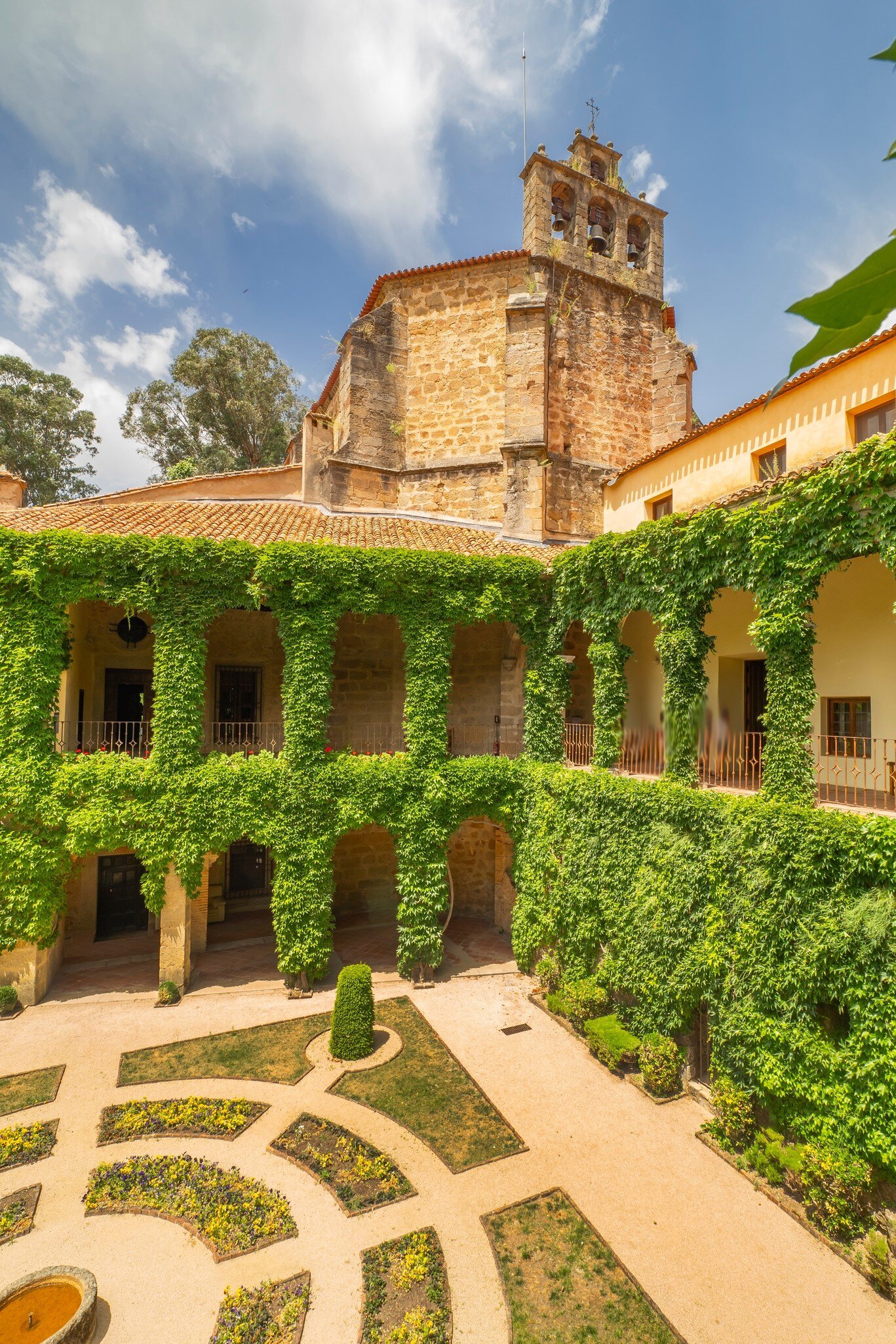 View of the inner courtyard of the Monasterio de Yuste in Extremadura, Spain.