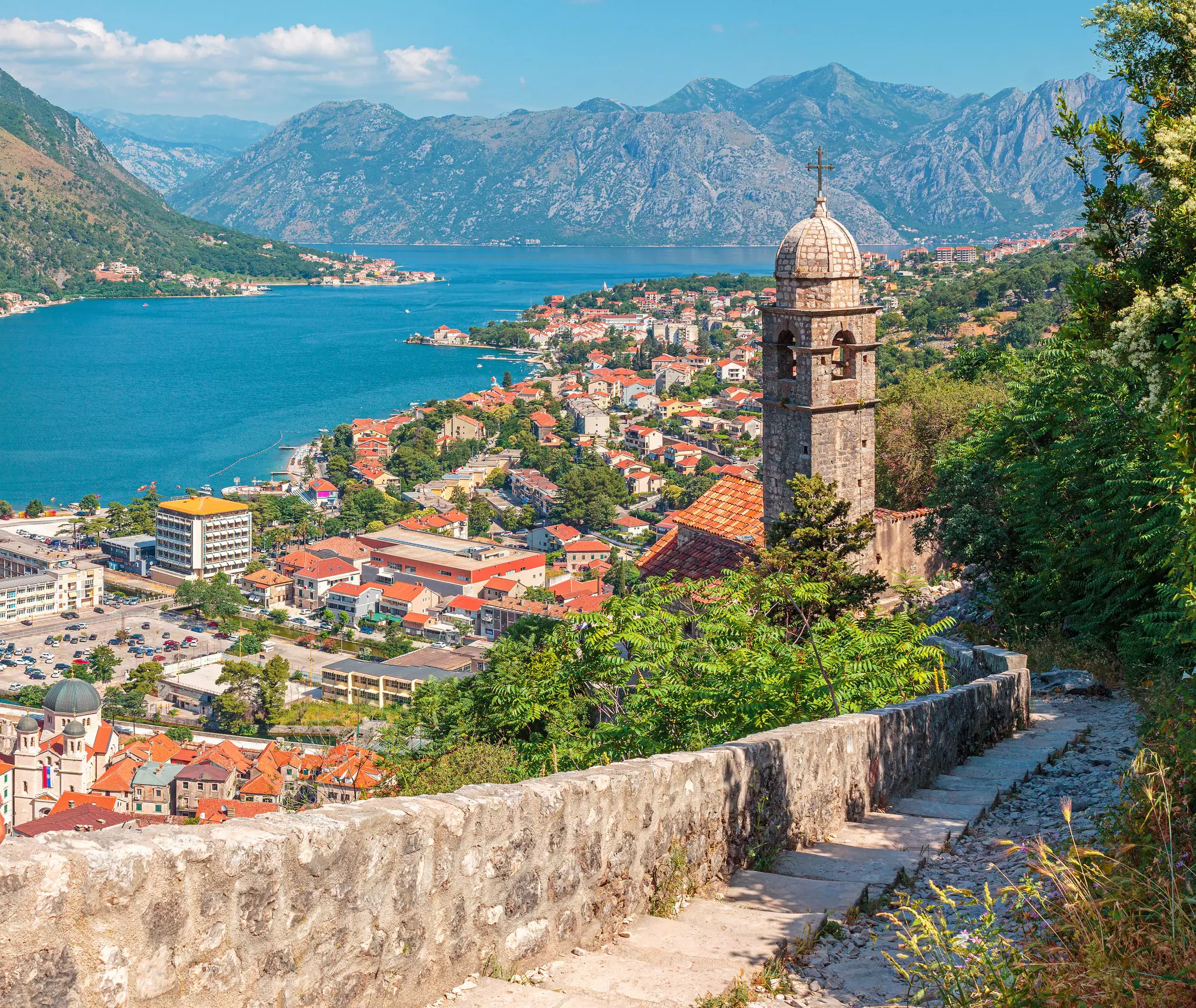 View of Kotor from the Church of Our Lady of Remedy, Montenegro.